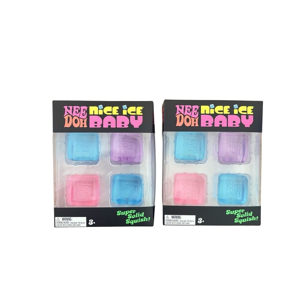 Nee Doh Nice Ice Baby Super Solid Squish Toys – Lot of 2 Packs (8 Total)